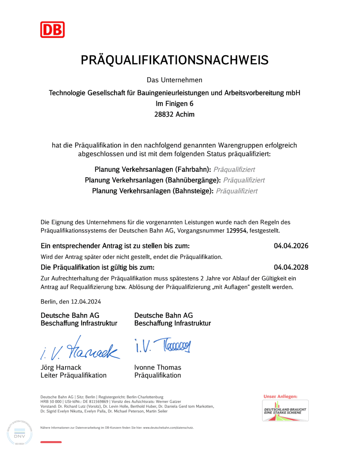 Präqualifikationsnachweis