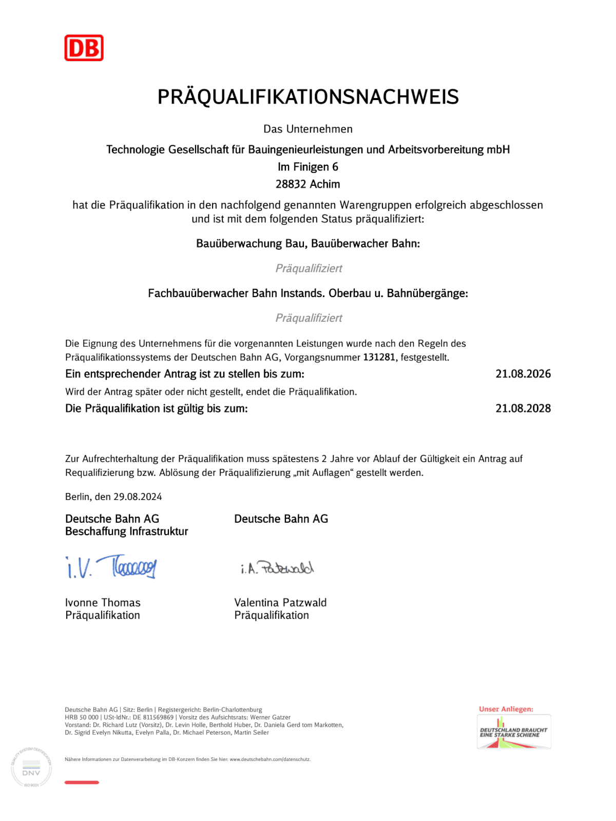 Präqualifikationsnachweis