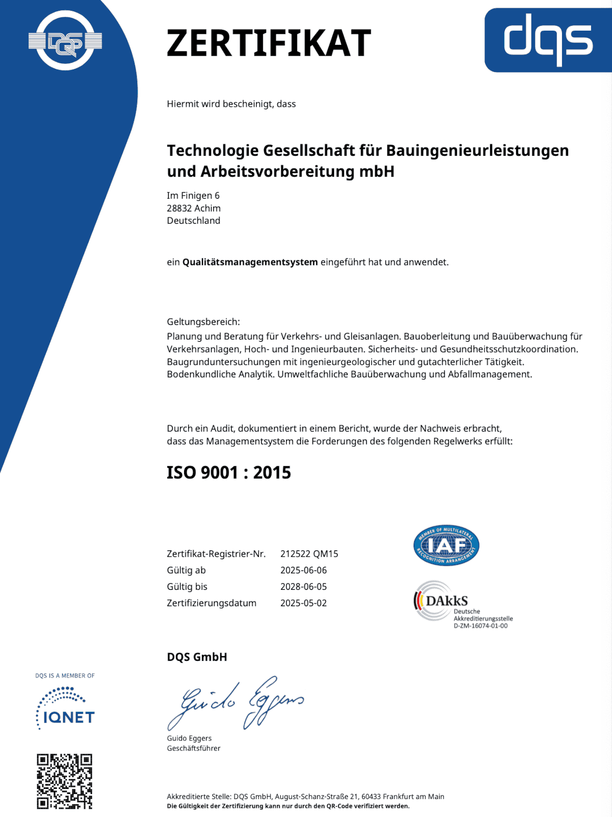 Zertifikat ISO 9001:2015 (de)